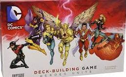 Picture of the Heroes Unite Deck-Building game box.